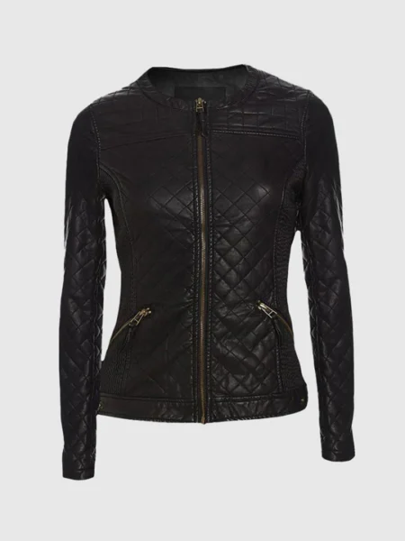 Quilted Charm Women's Black Leather Jacket