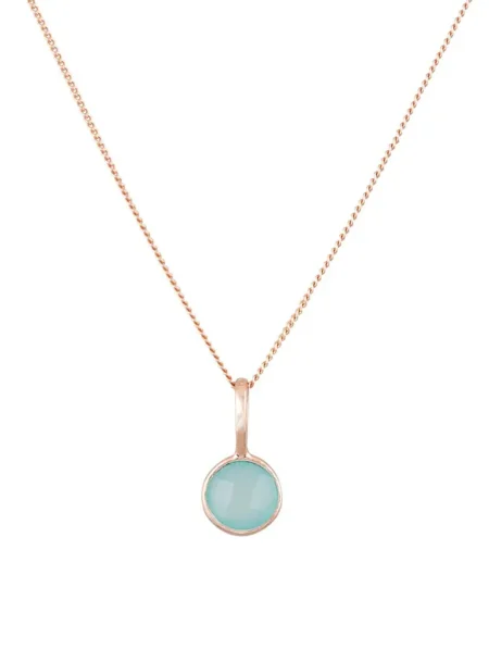 Nicole Fendel Rose Gold Selene Single Aqua Chalcedony Pendant Necklace