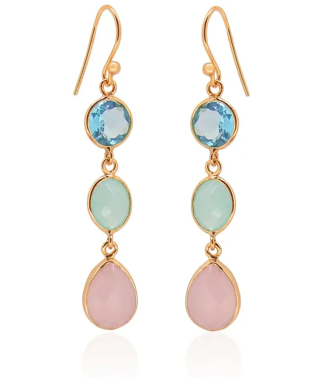 Clarke Gemstone Drop Earrings in Rose Gold