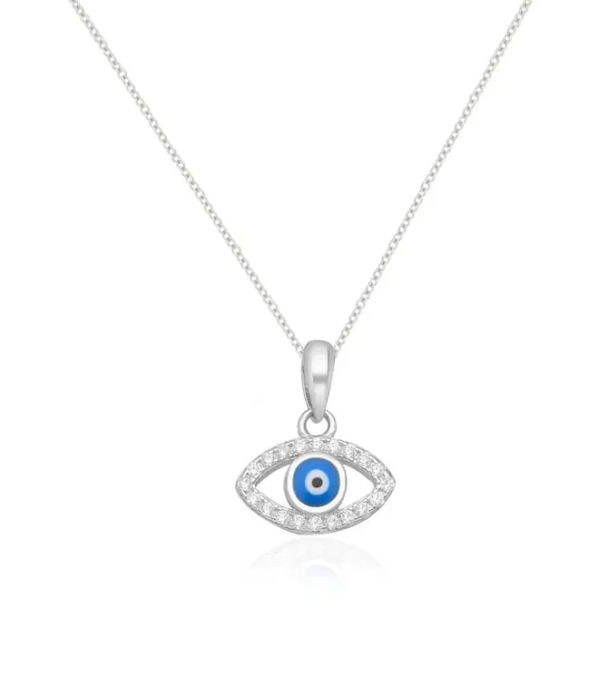 Lucky Protection Evil Eye Charm Necklace in Cz