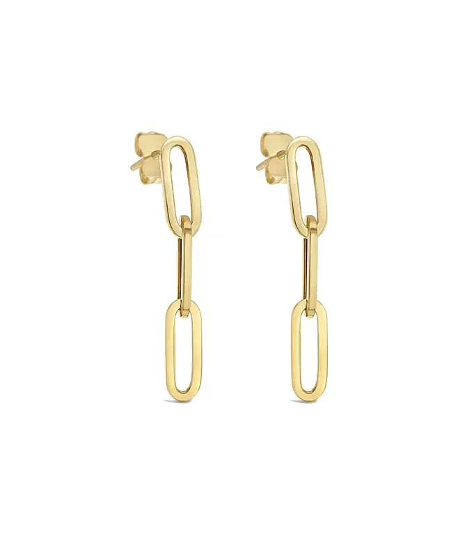 Paperclip Dangle Earrings in 9ct Gold