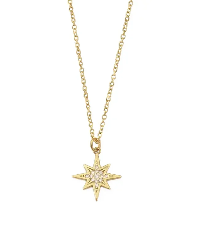 Sparkling North Star Charm and Necklace in Solid 9ct Gold