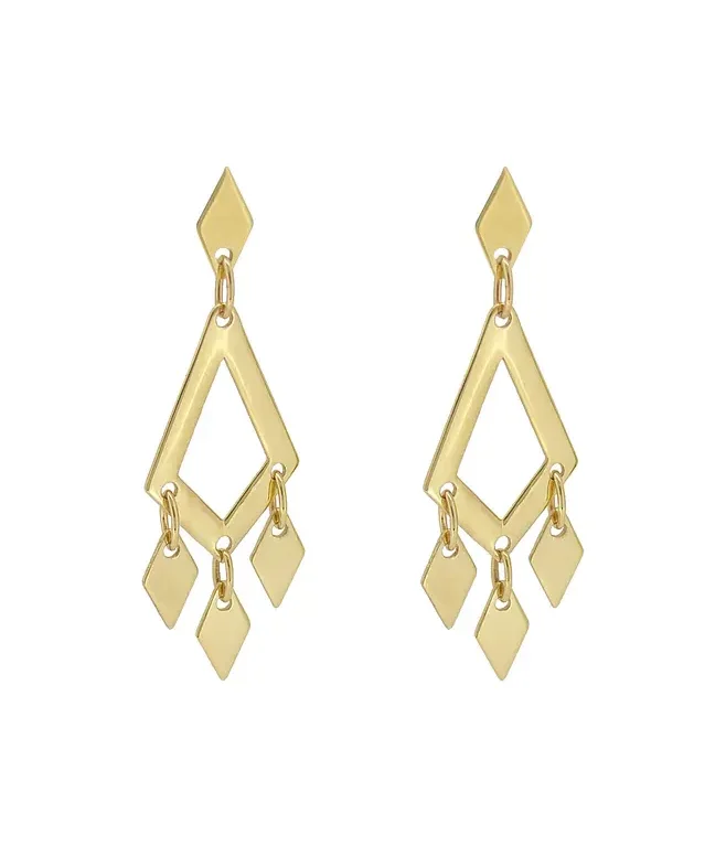 Sparkling Diamond Kite Drops Stud Earrings in 9ct Gold