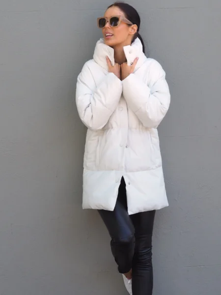 Aspen Longline Puffer | White