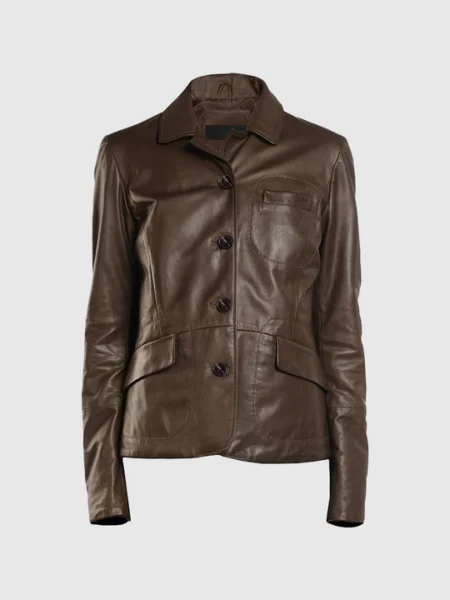 Aveline Women's Brown Leather Blazer