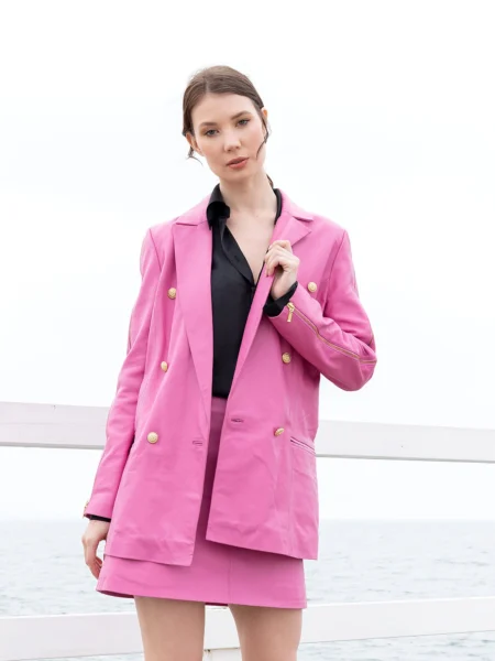 Mylee Zip Sleeve Blazer | Fuchsia