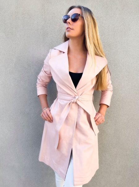 Jene Leather Trench | Blush