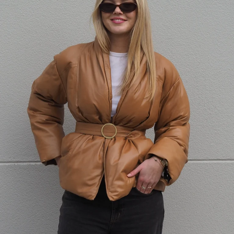 Connie Belted Puffer | Camel