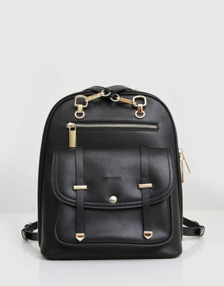 5th Ave Leather Backpack Black