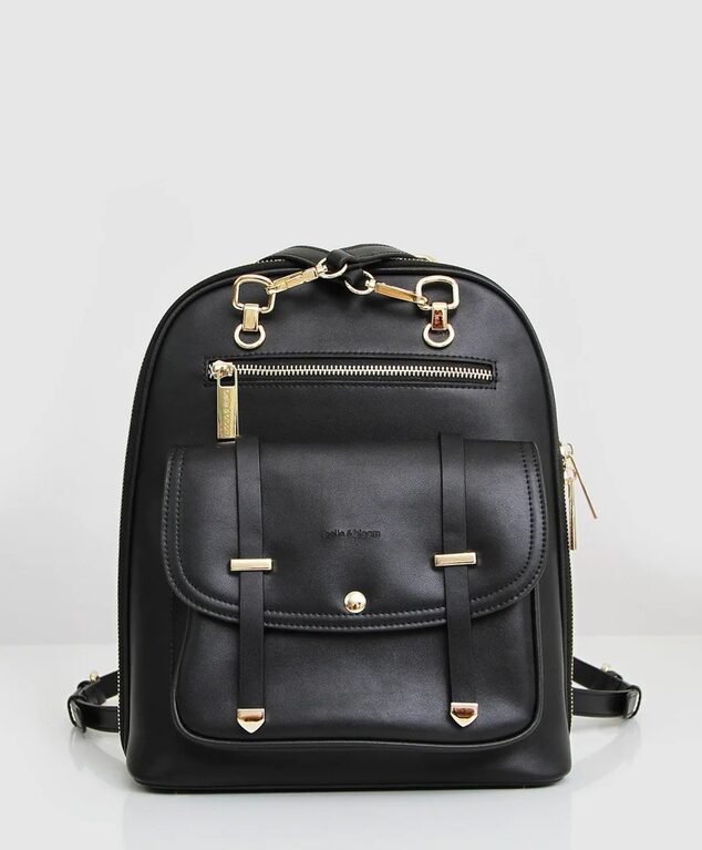 5th Ave Leather Backpack Black