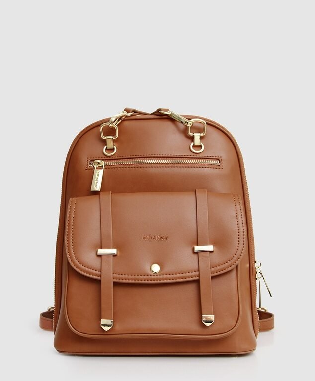 5th Ave Leather Backpack Camel