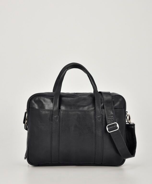 Kemp Leather Laptop Bag Black
