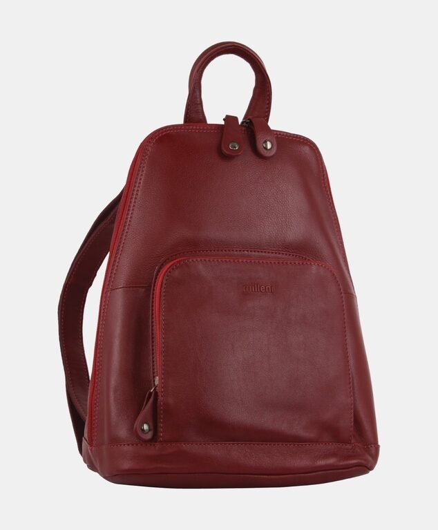 Milleni Ladies Leather Twin Zip Backpack