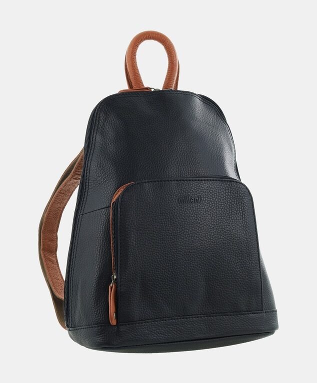 Milleni Ladies Leather Twin Zip Backpack
